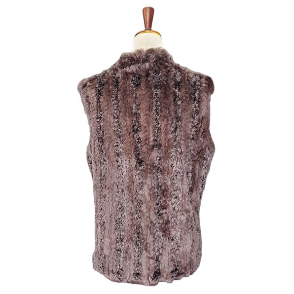 Chico's Vintage Y2k Brown Rabbit Fur Vest Hook & Loop Front Closure - Size Large - Picture 2 of 8